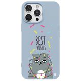 Casen iPhone 12 Pro Max ile Uyumlu Silikon Kılıf, Kedi Tasarımlı, Mavi, Kamera Korumalı