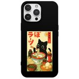 Casen iPhone 12 Pro Siyah Lansman Renkli Silikon Black Cat Tasarımlı Telefon Kılıfı