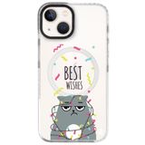Casen iPhone 13 ile Uyumlu Silikon Kılıf, Magsafe Destekli, Şeffaf, Kedi Tasarımlı, Best Wishes