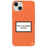 Casen iPhone 13 ile Uyumlu Silikon Kılıf, Turuncu, Kamera Korumalı, I'm Allergic Yazılı