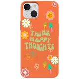 Casen iPhone 13 ile Uyumlu Turuncu Think Happy Renkli Silikon Kılıfı, ip-13