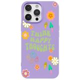 Casen iPhone 13 Pro ile Uyumlu Lila Think Happy Renkli Silikon Kılıfı, ip-13-pro