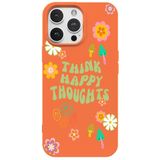 Casen iPhone 13 Pro ile Uyumlu Turuncu Think Happy Renkli Silikon Kılıfı, ip-13-pro