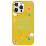 Casen iPhone 13 Pro Max ile Uyumlu Sarı Think Happy Renkli Silikon Kılıf, ip-13-pro-max