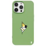 Casen iPhone 13 Pro Max ile Uyumlu Silikon Kılıf, Yeşil, Kedi Tasarımlı, Kamera Korumalı