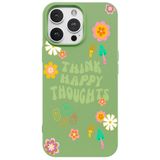 Casen iPhone 13 Pro Max ile Uyumlu Yeşil Think Happy Renkli Silikon Kılıfı, ip-13-pro-max