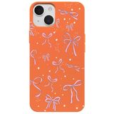 Casen iPhone 13 Turuncu Ribbon Stars Kamera Korumalı Premium Renkli Silikon Kılıf