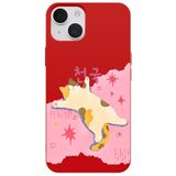 Casen iPhone 14 ile uyumlu Kırmızı Cat Sleeping Kamera Korumalı Premium Lansman Renkli Silikon Kılıfı, ip-14
