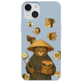 Casen iPhone 14 ile uyumlu Mavi Kedi Tasarımlı Gimbap Cat Renkli Silikon Telefon Kılıfı, ip-14-II