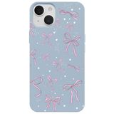Casen iPhone 14 ile uyumlu Mavi Ribbon Stars Kamera Korumalı Premium Renkli Silikon Kılıf, ip-14-II