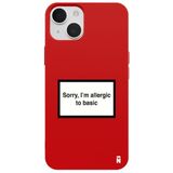 Casen iPhone 14 ile Uyumlu Silikon Kılıf, Kamera Korumalı, I'm Allergic Yazılı, Kırmızı