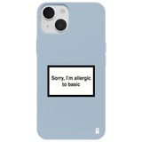 Casen iPhone 14 ile Uyumlu Silikon Kılıf, Kamera Korumalı, I'm Allergic Yazılı, Mavi