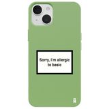Casen iPhone 14 ile Uyumlu Silikon Kılıf, Yeşil, Kamera Korumalı, I'm Allergic Yazılı