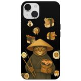 Casen iPhone 14 ile uyumlu Siyah Kedi Tasarımlı Gimbap Cat Renkli Silikon Telefon Kılıfı, ip-14-II