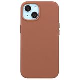 Casen iPhone 14 ile Uyumlu Vegan Deri Gizli MagSafe Kılıf, Kiremit Renk, Premium Kamera Koruma, Darbe Emici
