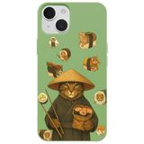 Casen iPhone 14 ile uyumlu Yeşil Kedi Tasarımlı Gimbap Cat Renkli Silikon Telefon Kılıfı, ip-14-II