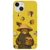 Casen iPhone 14 Plus ile uyumlu Sarı Kedi Tasarımlı Gimbap Cat Renkli Silikon Telefon Kılıfı, ip-14-plus-II