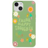 Casen iPhone 14 Plus ile Uyumlu Yeşil Think Happy Renkli Silikon Kılıfı, ip-14-plus