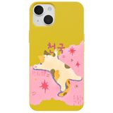 Casen iPhone 14 Plus Sarı Cat Sleeping Kamera Korumalı Premium Lansman Renkli Silikon Kılıfı