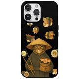 Casen iPhone 14 Pro ile Uyumlu Siyah Kedi Tasarımlı Gimbap Cat Renkli Silikon Telefon Kılıfı, ip-14-pro-II