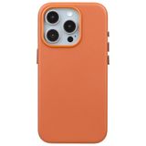 Casen iPhone 14 Pro ile Uyumlu Vegan Deri Gizli MagSafe Kılıf, Turuncu, Premium Kamera Koruma, Darbe Emici