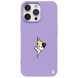 Casen iPhone 14 Pro Max ile Uyumlu Silikon Kılıf, Kedi Tasarımlı, Lila
