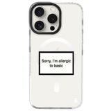 Casen iPhone 14 Pro Max ile Uyumlu Silikon Kılıf, MagSafe Uyumlu, Şeffaf, Allergic Yazılı, Kamera Korumalı
