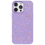 Casen iPhone 14 Pro Max Lila Ribbon Stars Kamera Korumalı Premium Renkli Silikon Kılıf