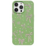Casen iPhone 14 Pro Max Yeşil Ribbon Stars Kamera Korumalı Premium Renkli Silikon Kılıf