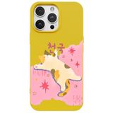 Casen iPhone 14 Pro Sarı Cat Sleeping Kamera Korumalı Premium Lansman Renkli Silikon Kılıfı