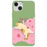 Casen iPhone 14 Yeşil Cat Sleeping Kamera Korumalı Premium Lansman Renkli Silikon Kılıfı