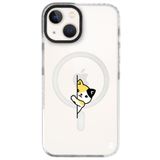 Casen iPhone 15 ile Uyumlu MagSafe Şeffaf Kılıf, Silikon, Arty Cat Lover Tasarım, Beyaz