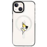 Casen iPhone 15 ile Uyumlu MagSafe Şeffaf Kılıf, Silikon, Yanları Siyah, Arty Cat Lover Tasarım