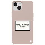 Casen iPhone 15 ile Uyumlu Silikon Kılıf, Kamera Korumalı, I'm Allergic Yazılı, Krem