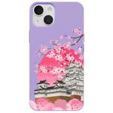 Casen iPhone 15 Lila Lansman Sakura Renkli Silikon Kılıfı