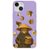 Casen iPhone 15 Plus ile uyumlu Lila Kedi Tasarımlı Gimbap Cat Renkli Silikon Telefon Kılıfı, ip-15-plus-II