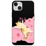Casen iPhone 15 Plus ile uyumlu Siyah Cat Sleeping Kamera Korumalı Premium Lansman Renkli Silikon Kılıfı, ip-15-plus