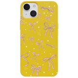 Casen iPhone 15 Plus Sarı Ribbon Stars Kamera Korumalı Premium Renkli Silikon Kılıf