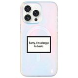 Casen iPhone 15 Pro ile Uyumlu Hologram Magsafe Premium Silikon Telefon Kılıfı, I'm Allergic Yazılı, Çok Renkli