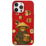 Casen iPhone 15 Pro ile uyumlu Kırmızı Kedi Tasarımlı Gimbap Cat Renkli Silikon Telefon Kılıfı, ip-15-pro-II