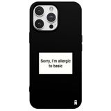 Casen iPhone 15 Pro ile Uyumlu Silikon Kılıf, Kamera Korumalı, I'm Allergic Yazılı, Siyah