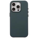 Casen iPhone 15 Pro ile Uyumlu Vegan Deri Gizli MagSafe Kılıf, Yeşil, Darbe Emici, Premium Kamera Koruma
