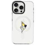 Casen iPhone 15 Pro Max ile Uyumlu MagSafe Şeffaf Kılıf, Silikon, Arty Beyaz, Kedi Tasarımlı