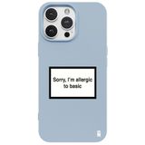 Casen iPhone 15 Pro Max ile Uyumlu Mavi Silikon Kılıf, Kamera Korumalı, I'm Allergic Yazılı