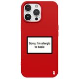 Casen iPhone 15 Pro Max ile Uyumlu Silikon Kılıf, Kamera Korumalı, I'm Allergic Yazılı, Kırmızı