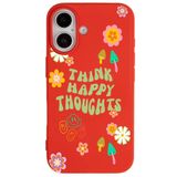 Casen iPhone 16 ile uyumlu Kırmızı Think Happy Renkli Silikon Kılıfı, ip-16