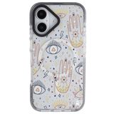 Casen iPhone 16 ile Uyumlu Magsafe Arty Şeffaf Mysterious Tasarımlı Silikon Kılıf, Siyah Yanlar