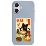 Casen iPhone 16 ile uyumlu Mavi Lansman Renkli Silikon Black Cat Tasarımlı Telefon Kılıfı, ip-16