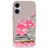 Casen iPhone 16 ile Uyumlu Pudra Lansman Sakura Renkli Silikon Kılıfı, ip-16