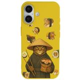 Casen iPhone 16 ile uyumlu Sarı Kedi Tasarımlı Gimbap Cat Renkli Silikon Telefon Kılıfı, ip-16-II